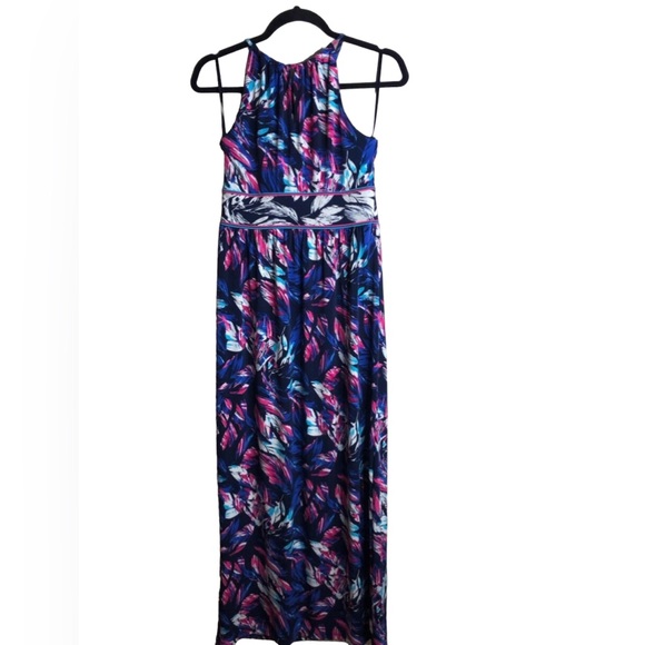 NEW Roz & Ali MultiColor Floral High Neck Sleeveless Maxi Dress Size 4 Petite - Picture 5 of 7